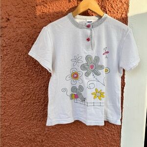 Children’s Y2K Graphic T-Shirt Mouse White Size 7 Girls Pink Yellow